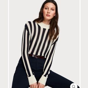 Scotch & Soda Classic High Neck Striped Sweater
